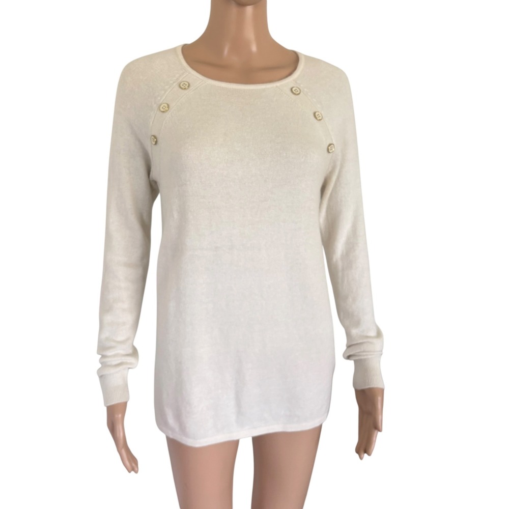 J.McLaughlin Cream Angora Wool Blend Sweater XS Soft Minimalist Quite Luxury